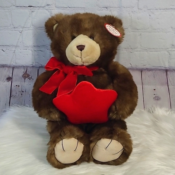 GUND 19" Classic Brown Teddy Bear Red Ribbon & Star Plush Stuffed Animal Toy - Picture 4 of 13